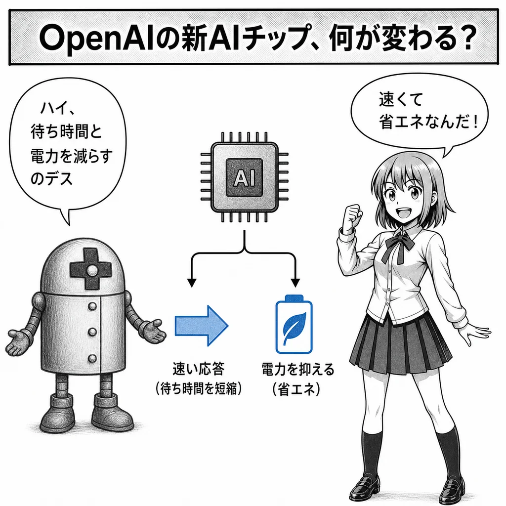 OpenAIの新AIチップ、応答を速くし電力も抑える狙いの説明画像