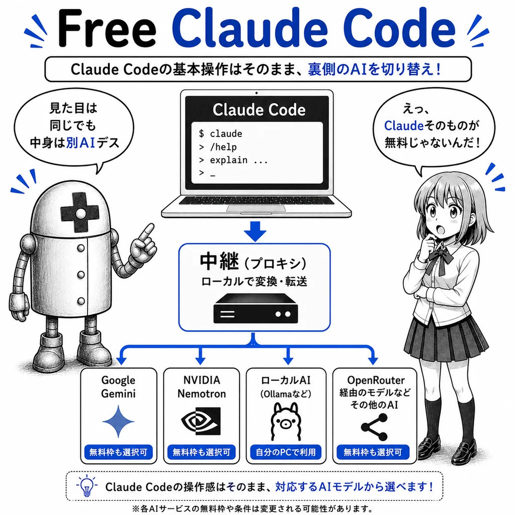 「Claude Codeを無料で」非公式ツールがGitHubで5万超のスター 実際は別AIにつなぐ仕組み
