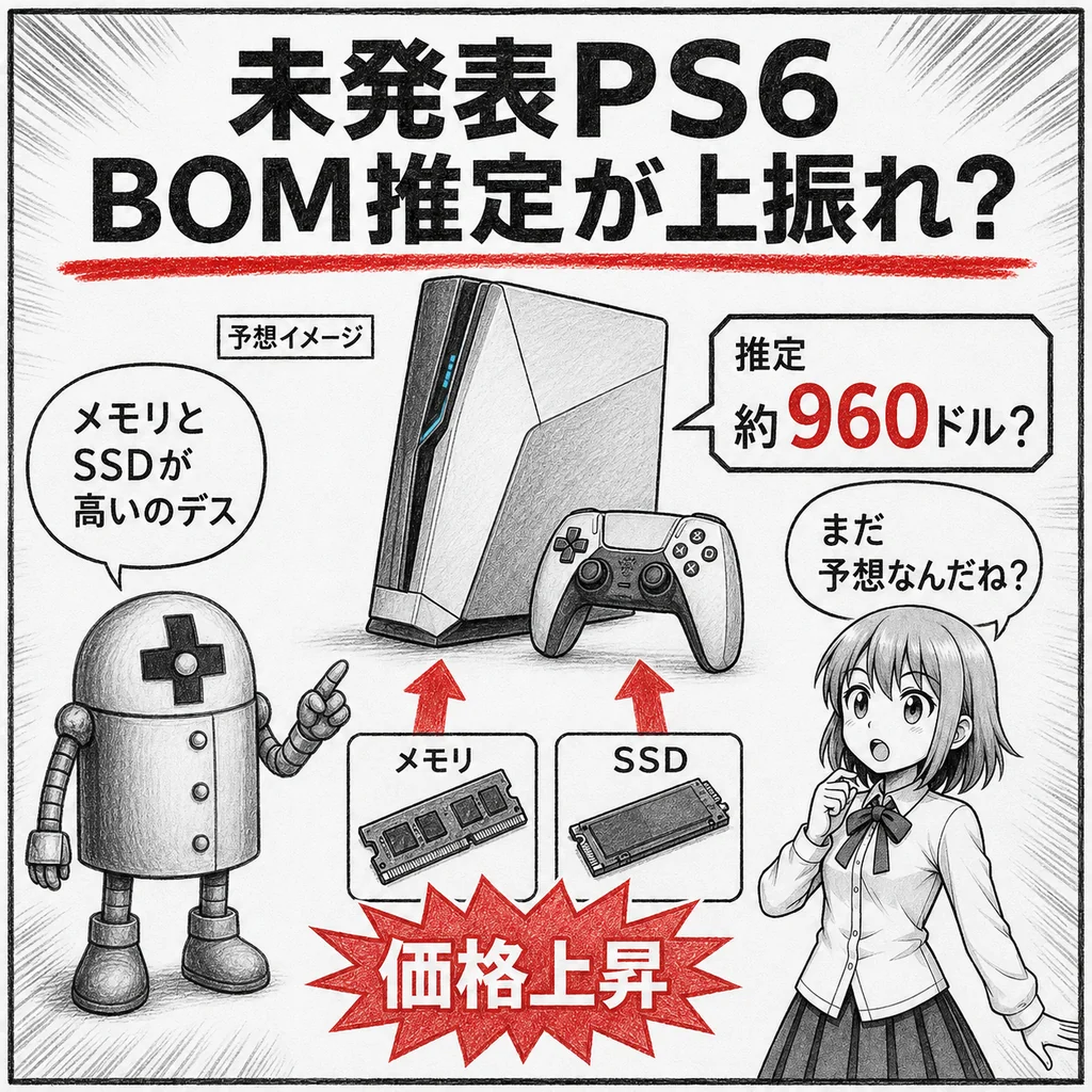 PS6のBOMが約960ドルに上昇との推定　「1000ドル前後」はあり得るのか