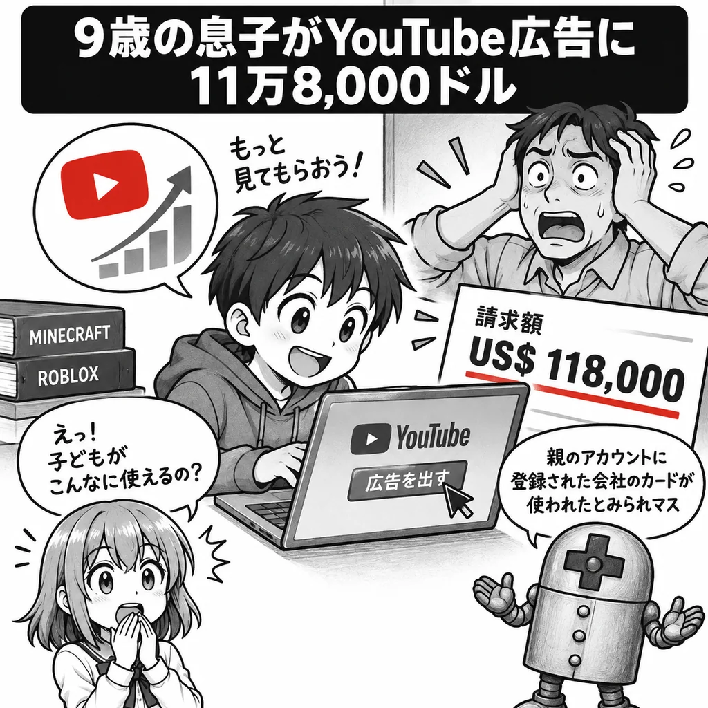 「9歳の息子がYouTube広告に11万8,000ドル」父親の会社カードで3週間、なぜ止まらなかった？