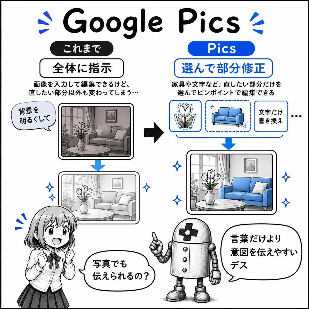 Google Picsが一般提供開始　画像生成AIは「作って終わり」から「部品を選んで直す」へ