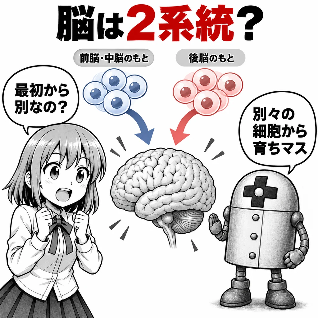 人間の脳は最初から「2系統」だった 前脳・中脳と後脳は別々の細胞から作られる