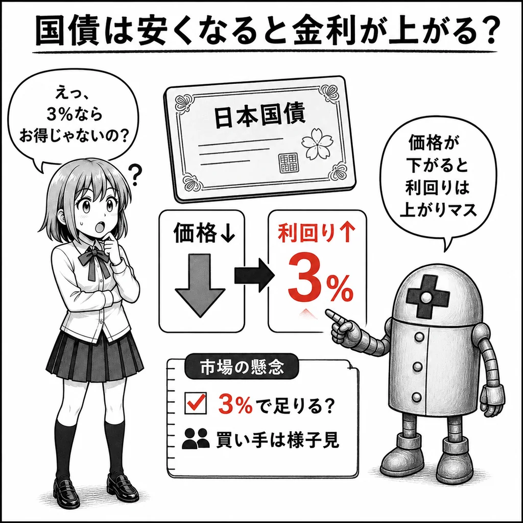長期金利3%って何が起きている? 国債価格が下がると利回りが上がる仕組み