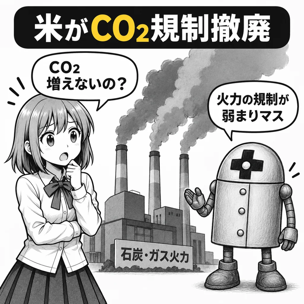 米国、火力発電所のCO₂規制を撤廃　石炭・ガスを使い続けやすく、何が変わる？